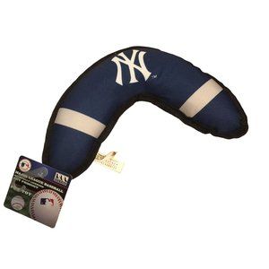 MLB New York Yankees Canvas 9 1/2" Boomerang Dog Toy Squeaker Navy Gray